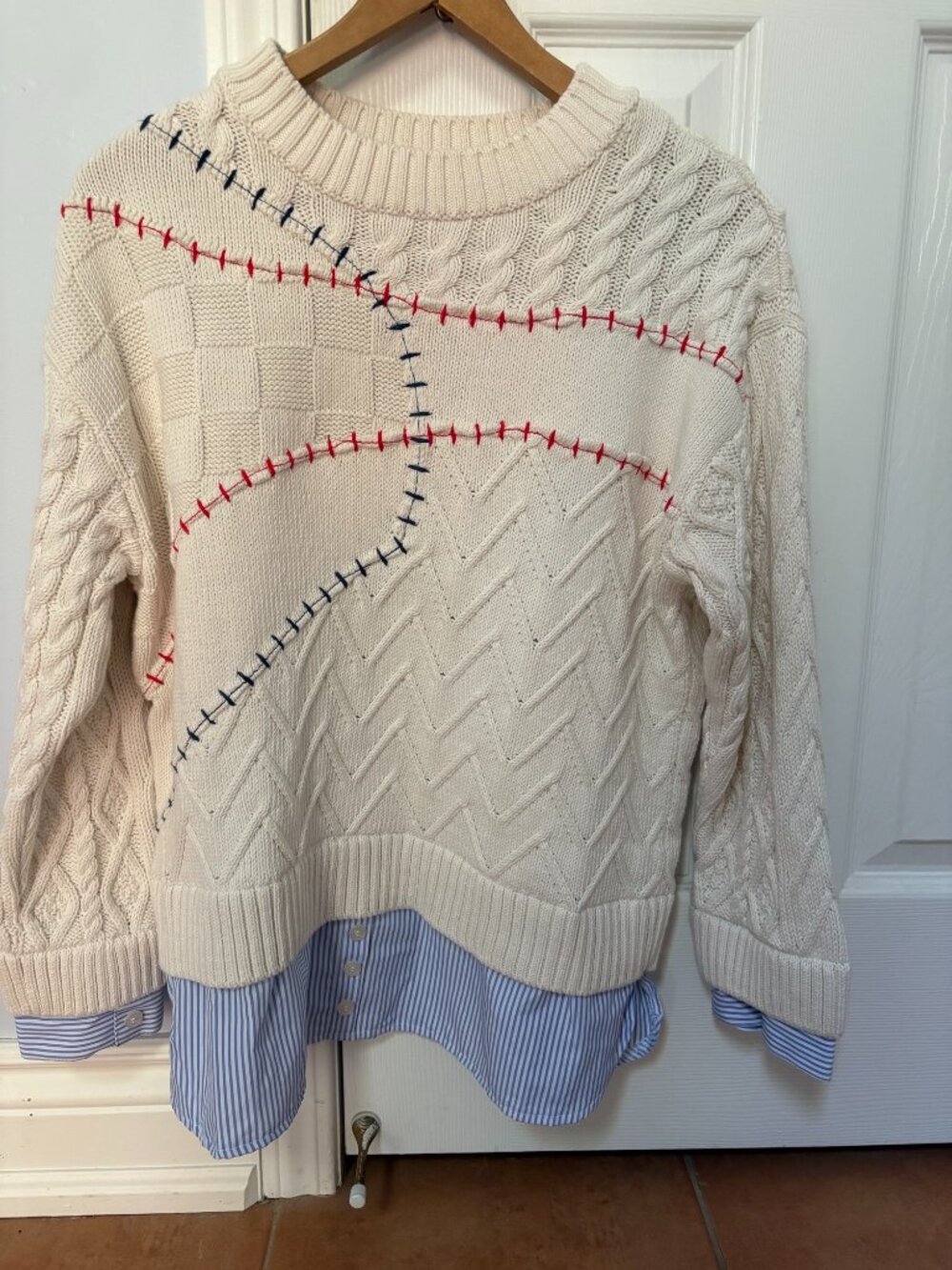 Pilcro (Anthropologie) Sweater with faux dress shirt